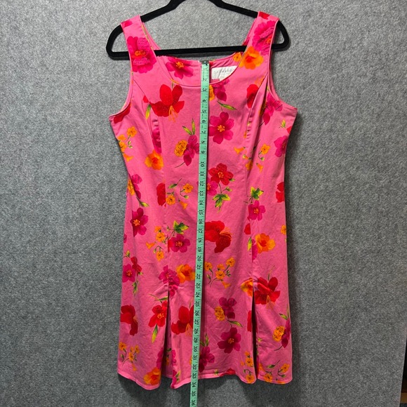 Vintage Y2K‎ Sag Harbor Pink Floral Sleeveless Dress Women's L Petite Fitted 90s - Picture 4 of 9